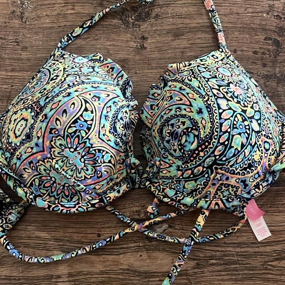 Victoria Secret colorful turquoise padded bikini top - Picture 4 of 4
